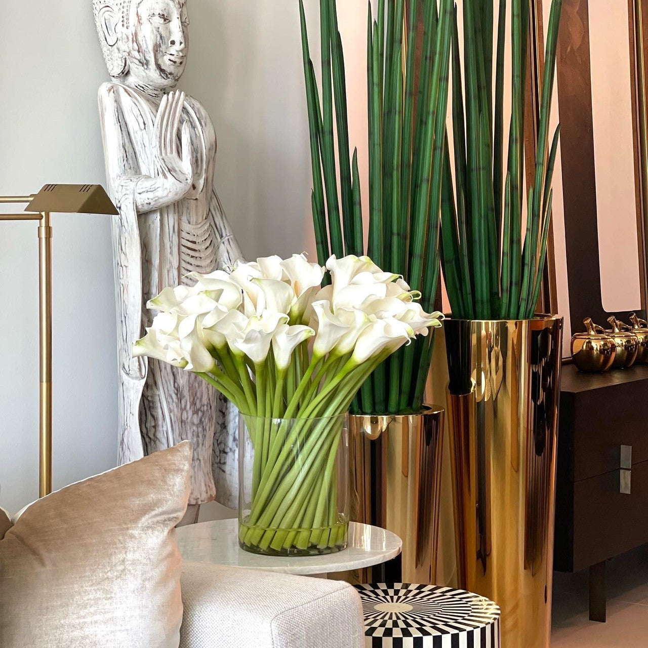 Calla Lilies in Glass Cylinder