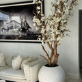 White Magnolia Tree in Glossy White Globe Pot, 76 cm