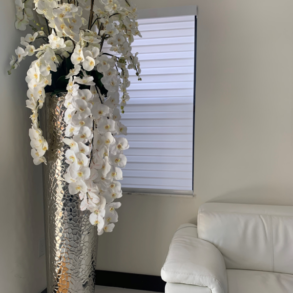Cascading Phalaenopsis Orchids in Extra Tall Hammered Vase